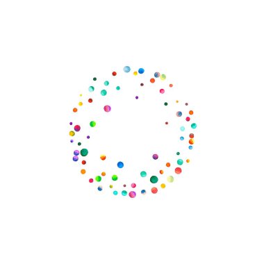 Beyaz arka plan üzerinde yoğun sulu boya konfeti gökkuşağı suluboya konfeti küçük yuvarlak renkli