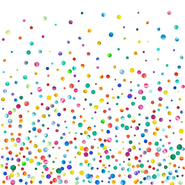 Beyaz arka plan gökkuşağı renkli suluboya konfeti alt degrade üzerinde yoğun sulu boya konfeti — Stok fotoğraf
