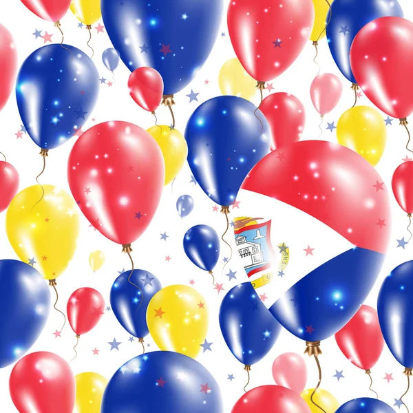 Sint Maarten Independence Day Padrão sem costura voando balões de borracha nas cores da bandeira holandesa — Vetor de Stock