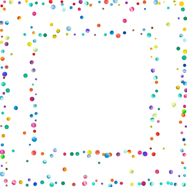 Beyaz arka plan gökkuşağı renkli suluboya konfeti kare soyut üzerinde yoğun sulu boya konfeti — Stok fotoğraf
