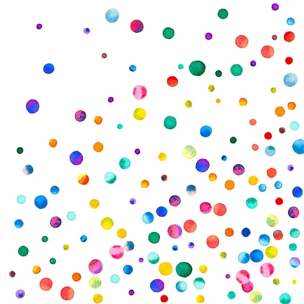 Beyaz arka plan gökkuşağı renkli suluboya konfeti soyut rasgele olarak seyrek suluboya konfeti — Stok fotoğraf