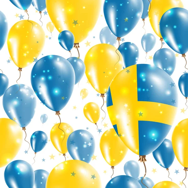 Szwecja Dzień Niepodległości wzór Latające balony gumowe w kolorach flagi szwedzkiej — Wektor stockowy
