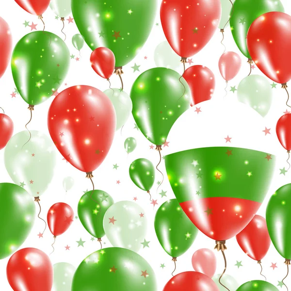 Dia da independência da Bulgária padrão sem costura voando balões de borracha nas cores da bandeira búlgara —  Vetores de Stock