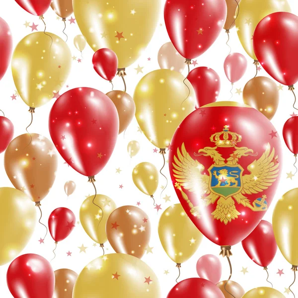 Montenegro Onafhankelijkheidsdag naadloze patroon Rubber ballonnen in de kleuren van de Montenegrijnse vliegen — Stockvector