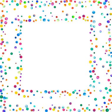 Beyaz arka plan gökkuşağı renkli suluboya konfeti Meydanı üzerinde yoğun sulu boya konfeti dağınık