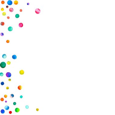 Beyaz arka plan gökkuşağı renkli suluboya konfeti soyut yaptı üzerinde seyrek suluboya konfeti