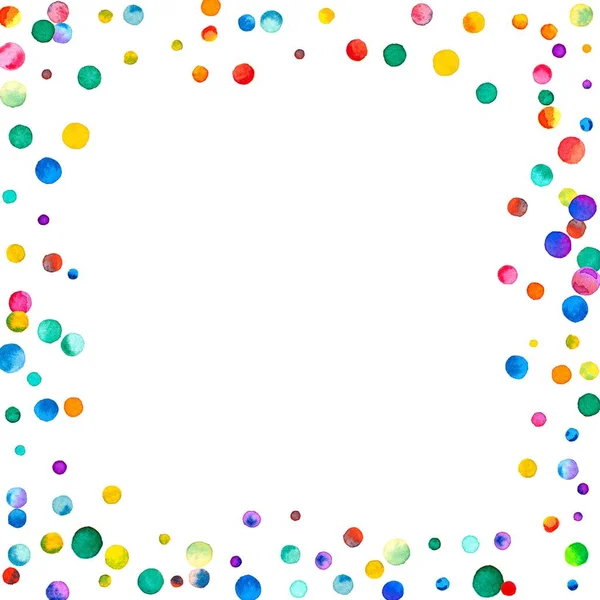 Aquarela esparsa confete no fundo branco Arco-íris colorido aquarela confete fronteira caótica — Fotografia de Stock
