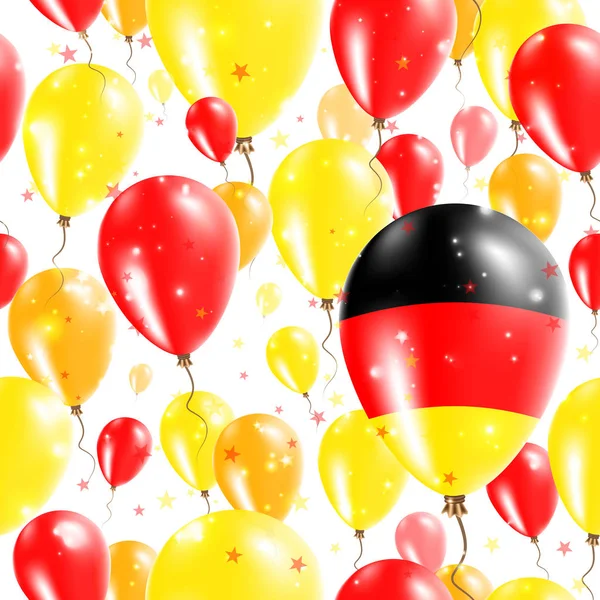 Dia da independência da Alemanha padrão sem costura voando balões de borracha nas cores da bandeira alemã — Vetor de Stock