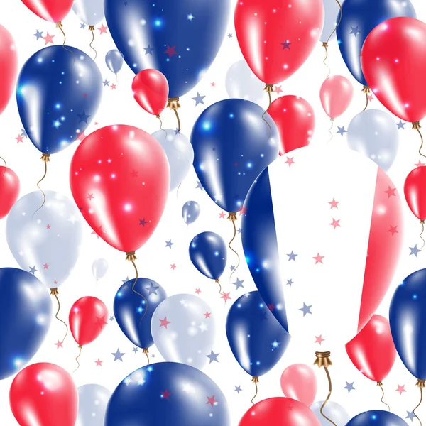 Día de la Independencia de Francia Patrón sin costuras Volando globos de goma en colores de la bandera francesa Happy — Archivo Imágenes Vectoriales