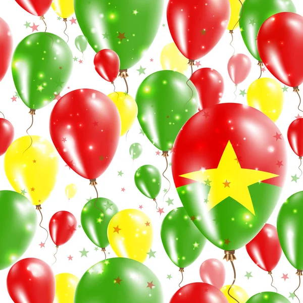 Burkina Faso Jour de l'indépendance Modèle sans couture volant ballons en caoutchouc dans les couleurs du Burkinabé — Image vectorielle