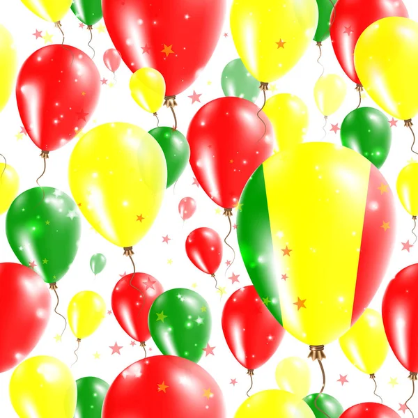 幸せのマリの国旗の色のゴム風船を飛んでマリ共和国独立記念日シームレス パターン — ストックベクタ