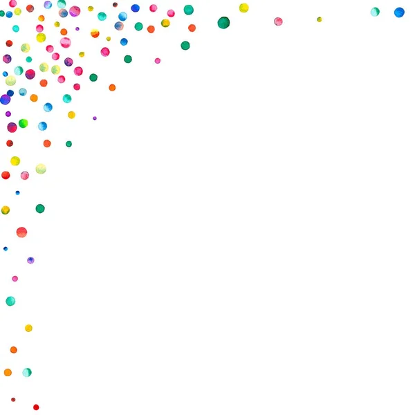 Gęste akwarela konfetti na białym tle Rainbow Kolorowe konfetti akwarela streszczenie lewej górnej — Zdjęcie stockowe