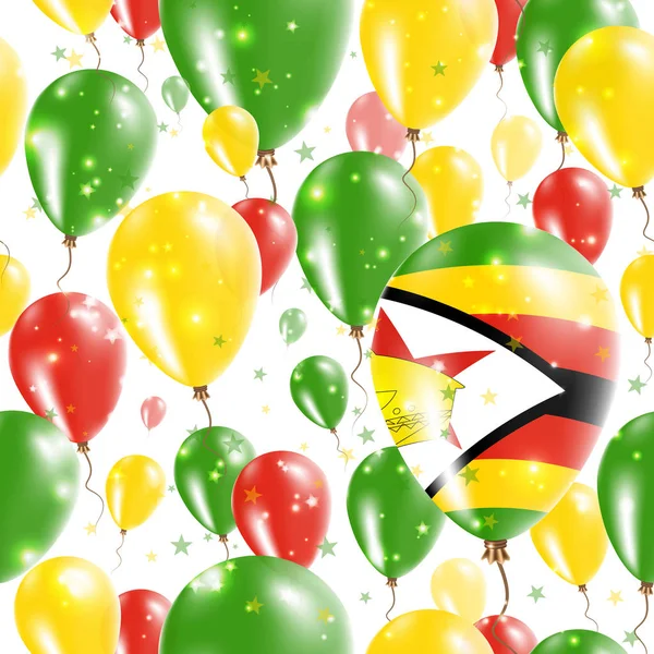 Zimbabwe självständighetsdagen sömlösa mönster flygande gummi ballonger i zimbabwiska flaggans färger — Stock vektor
