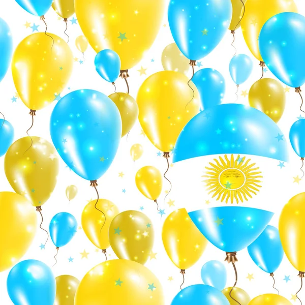 Argentine Jour de l'indépendance Modèle sans couture volant ballons en caoutchouc dans les couleurs de l'Argentine — Image vectorielle