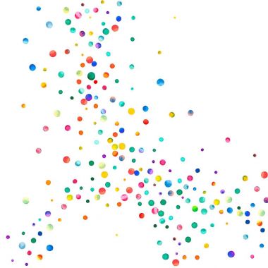 Suluboya konfeti soyut çevrelerinde yoğun sulu boya konfeti beyaz arka planda gökkuşağı renkli