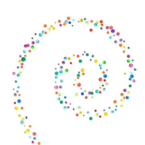 Dense confettis à l'aquarelle sur fond blanc Rainbow couleur aquarelle confettis spirale Coloré — Photo