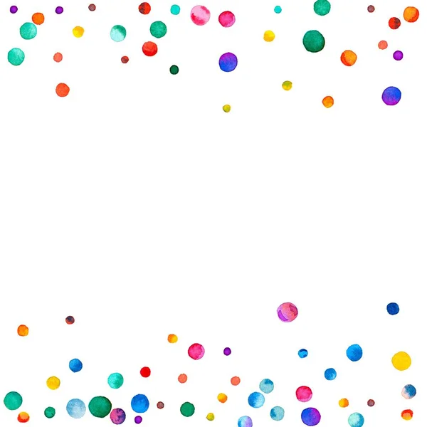 Esparsa confetti aquarela sobre fundo branco arco-íris colorido confete aquarela espalhados — Fotografia de Stock