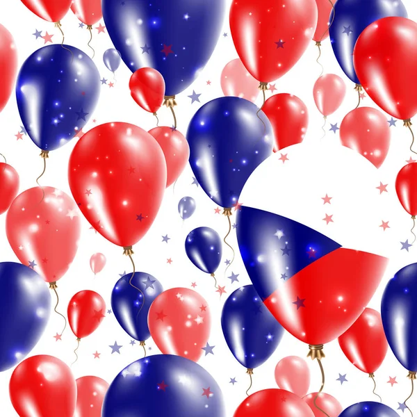 День Независимости Чехии Бесшовный узор летящих резиновых воздушных шаров в цветах Чехии — стоковый вектор