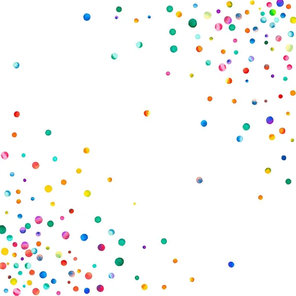 Beyaz arka plan gökkuşağı renkli suluboya konfeti soyut kaotik üzerinde yoğun sulu boya konfeti — Stok fotoğraf