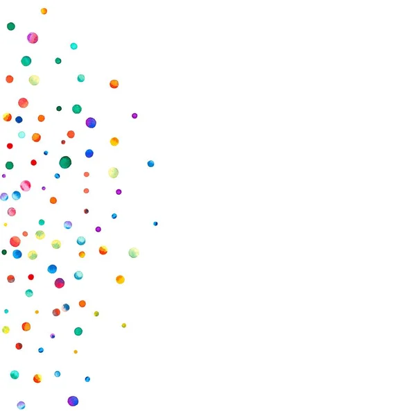 Confettis aquarelle dense sur fond blanc Confettis aquarelle couleur arc-en-ciel demi-cercle gauche — Photo