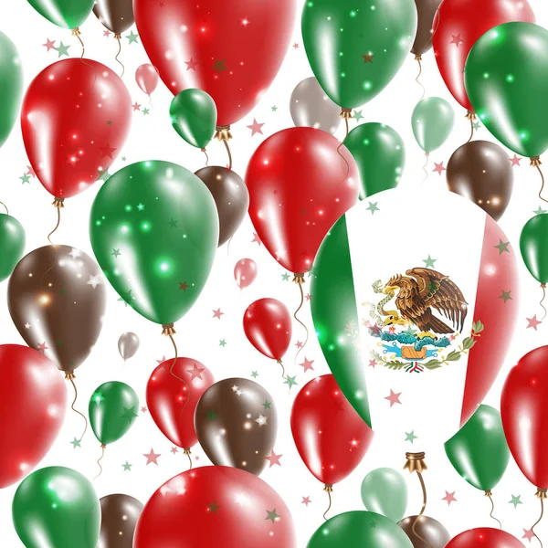 День независимости Мексики Бесшовный узор летящих резиновых шаров в цветах мексиканского флага — стоковый вектор