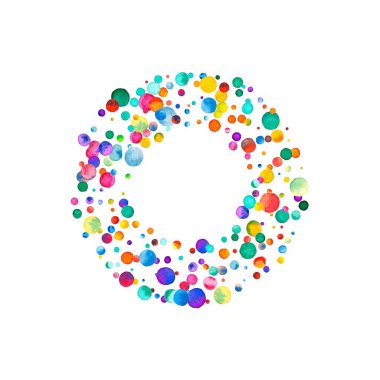 Beyaz arka planda renkli parlak el seyrek suluboya konfeti dolu harf o boyalı