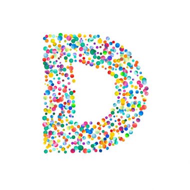 Beyaz arka planda renkli parlak el yoğun sulu boya konfeti dolu mektup d boyalı