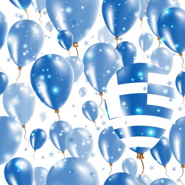 Yunanistan Bağımsızlık günü Seamless Modeli lastik balonlar Yunan bayrağının mutlu renklerde uçan