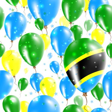 Tanzanya Bağımsızlık günü Seamless Modeli lastik balonlar Tanzanya bayrak renkleri uçan