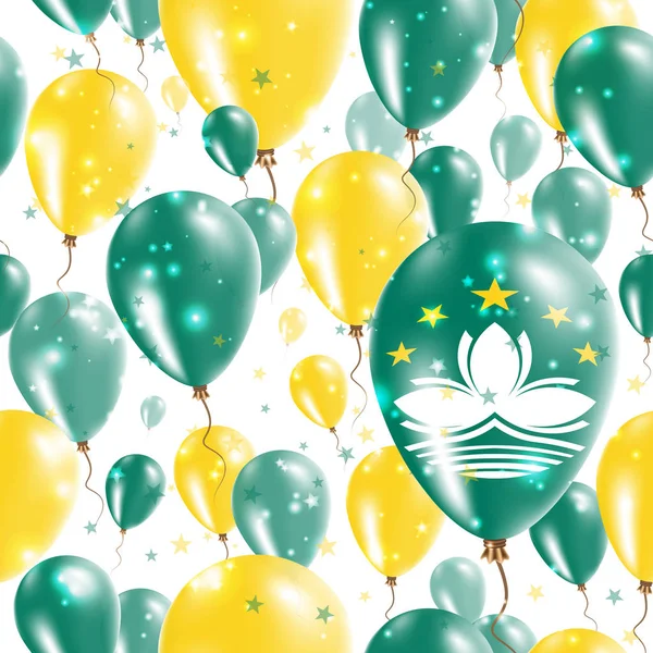 Makao Bağımsızlık günü Seamless Modeli lastik balonlar Çin bayrağının mutlu renklerde uçan — Stok Vektör