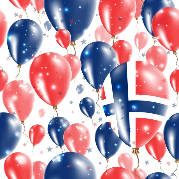 Norveç Bağımsızlık günü Seamless Modeli lastik balonlar Norveç bayrağı renklerde uçan — Stok Vektör