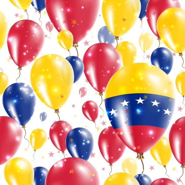 Venezuela Jour de l'indépendance Modèle sans couture volant ballons en caoutchouc dans les couleurs du Venezuela — Image vectorielle