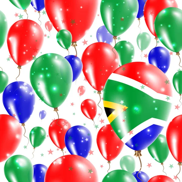 Dia da independência da África do Sul Padrão sem costura voando balões de borracha em cores do Sul —  Vetores de Stock