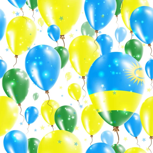 Dzień Niepodległości Rwanda Seamless Pattern, latające balony gumowe w kolorach flagi Rwandy — Wektor stockowy