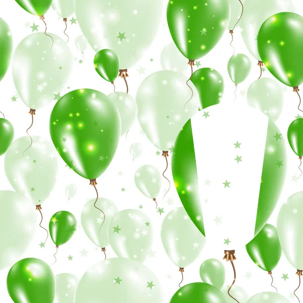 Dia da independência da Nigéria Padrão sem costura voando balões de borracha nas cores da bandeira nigeriana —  Vetores de Stock