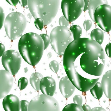 Pakistan Bağımsızlık günü Seamless Modeli lastik balonlar Pakistan bayrağı renklerde uçan