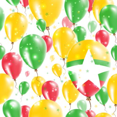 Myanmar Bağımsızlık günü Seamless Modeli lastik balon Myanmarian bayrak renkleri uçan