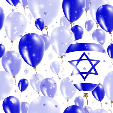 Israel Independence Day Seamless Pattern Flying Rubber Balloons in Colors of the Israeli Flag clipart