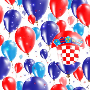 Hırvatistan Bağımsızlık günü Seamless Modeli lastik balon Hırvat bayrağının renkleri içinde uçan