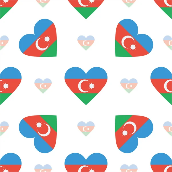 Azerbeidzjan vlag patriottische naadloze patroon nationale vlag in de vorm van hart Vector — Stockvector