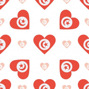 Tunus bayrak vatansever seamless modeli kalp vektör çizim şeklinde ulusal bayrak