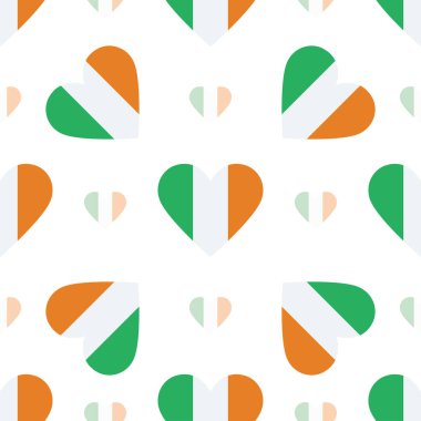 İrlanda bayrağı vatansever seamless modeli kalp vektör çizim şeklinde ulusal bayrak