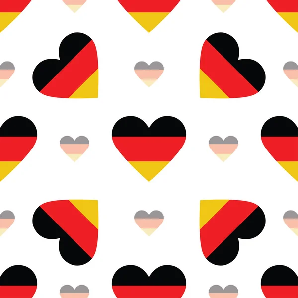 Bandeira da Alemanha padrão sem emenda patriótico Bandeira nacional na forma de coração Ilustração vetorial — Vetor de Stock