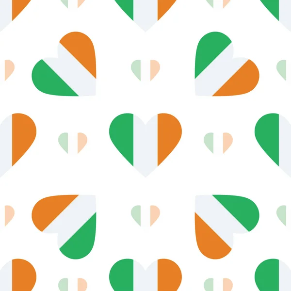 Bandeira da Irlanda padrão sem emenda patriótico Bandeira nacional na forma de coração Ilustração vetorial — Vetor de Stock