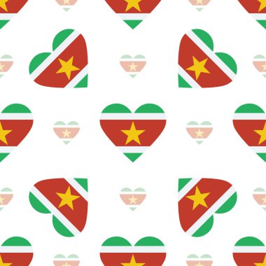 Surinam bayrak vatansever seamless modeli kalp vektör çizim şeklinde ulusal bayrak