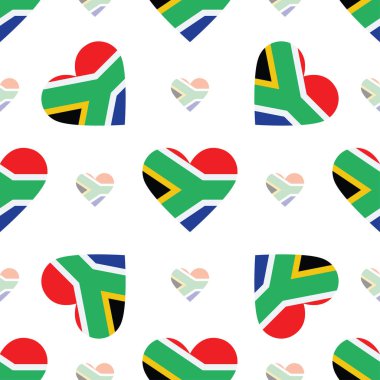 Güney Afrika Cumhuriyeti bayrağı vatansever seamless modeli kalp şeklinde ulusal bayrak
