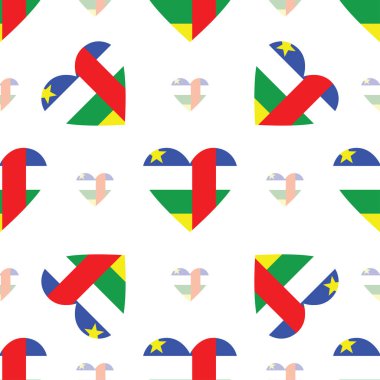 Orta Afrika Cumhuriyeti bayrağı vatansever seamless modeli kalp şeklinde ulusal bayrak
