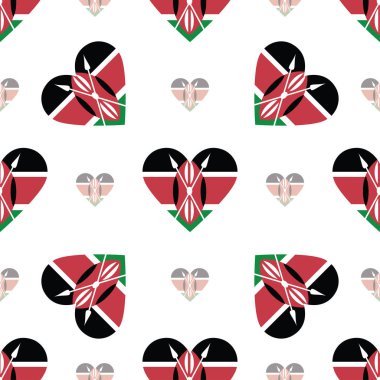 Kenya bayrak vatansever seamless modeli kalp vektör çizim şeklinde ulusal bayrak
