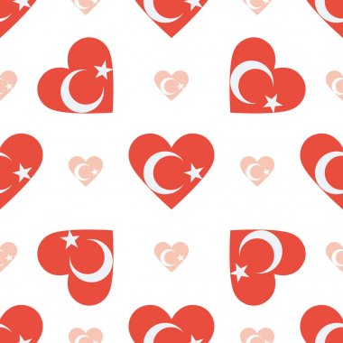 Türkiye'nin bayrak vatansever seamless modeli kalp vektör çizim şeklinde ulusal bayrak