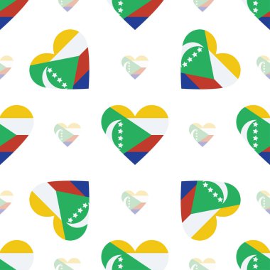Komor bayrağı seamless modeli vatansever Komor bayrağı ülke bayrağı şeklinde arka plan kalp
